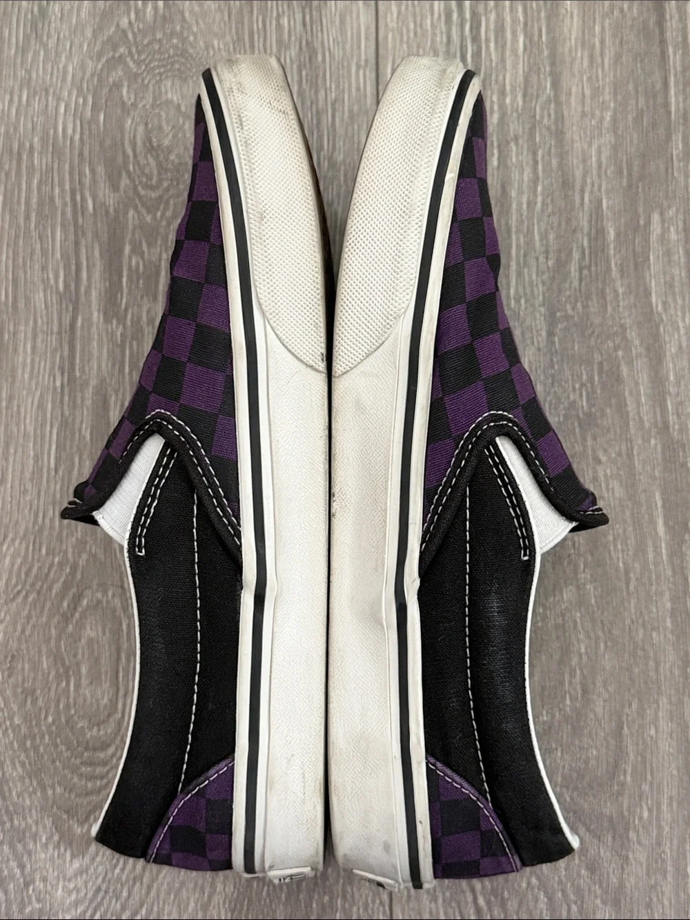 Vans Purple Black Check Classic Slip Ons Women’s 7.5 - Picture 7 of 9